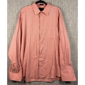 Alexander Julian Colours Shirt Mens XL Salmon Herringbone French Cuff VTG 90s